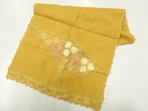リボン刺繍花模様織出しショール